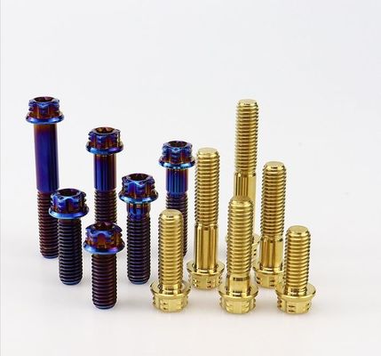 สลักเกลียวโลหะผสมไทเทเนียม M6 Torx ในหน้าแปลนแฟนซีสำหรับการดัดแปลงรถจักรยานยนต์