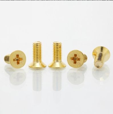 M3 M4 สกรูหัวแบนสแตนเลสเหล็กไฟฟ้าสกรูหัว Countersunk Cross ทอง