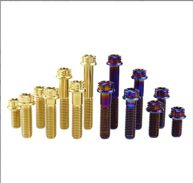 สลักเกลียวโลหะผสมไทเทเนียม M6 Torx ในหน้าแปลนแฟนซีสำหรับการดัดแปลงรถจักรยานยนต์